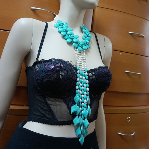 TURQUOISE PEARL UNIQUE NECKLACE WOMEN GIFT